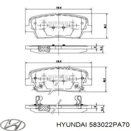 Pastillas de freno traseras 583022PA70 Hyundai/Kia