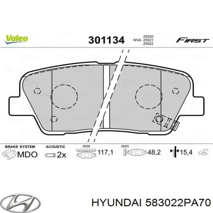 Comprar 583022PA70 Hyundai/Kia Pastillas de freno traseras