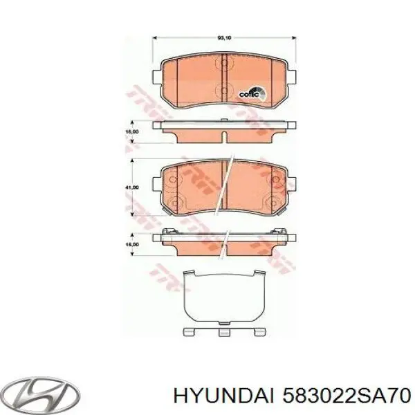 Pastillas traseras Hyundai/Kia 583022SA70