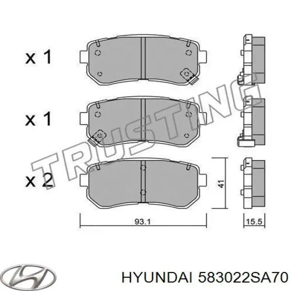 Comprar 583022SA70 Hyundai/Kia Pastillas de freno traseras