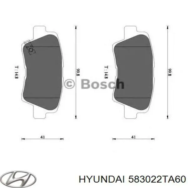 583022TA60 Hyundai/Kia Pastillas freno traseras
