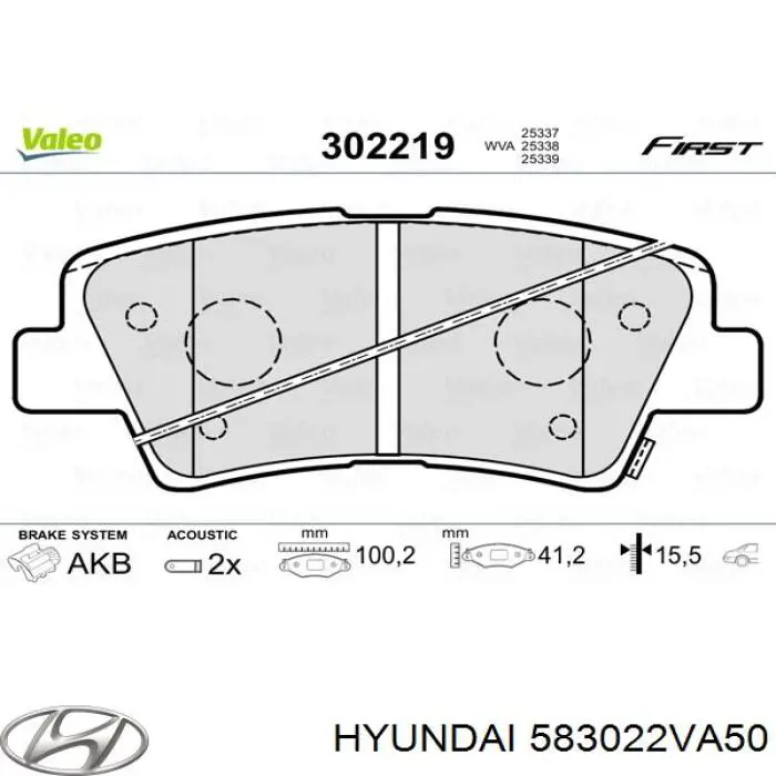 Comprar 583022VA50 Hyundai/Kia Pastillas de freno traseras
