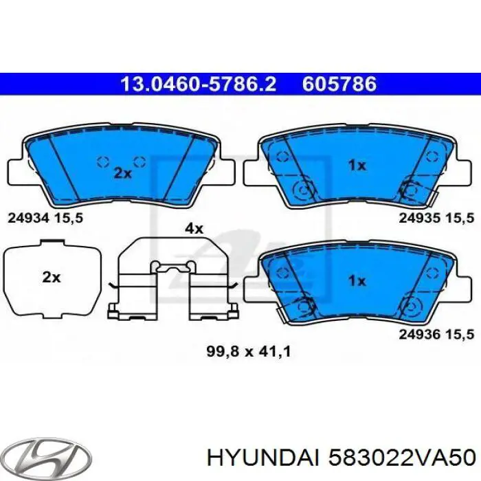 583022VA50 Hyundai/Kia pastillas de freno traseras