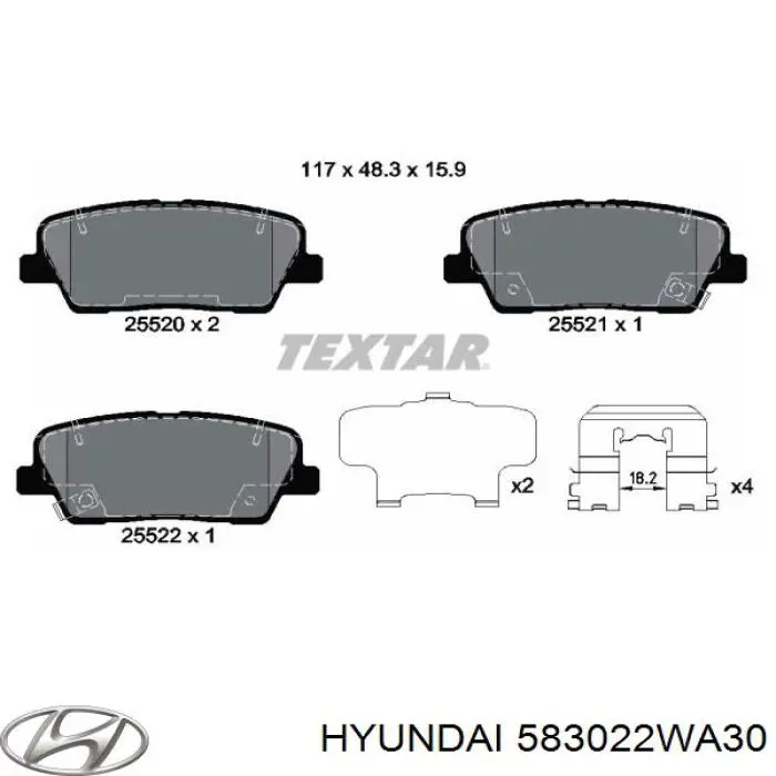 Comprar 583022WA30 Hyundai/Kia Pastillas de freno traseras
