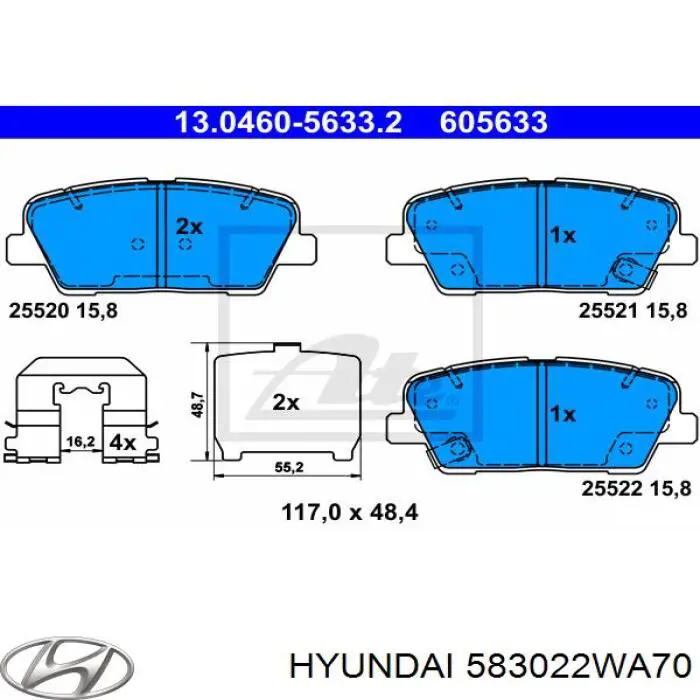 Comprar 583022WA70 Hyundai/Kia Pastillas de freno traseras