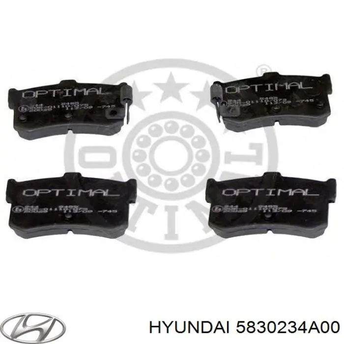 Pastillas de freno traseras 5830234A00 Hyundai/Kia
