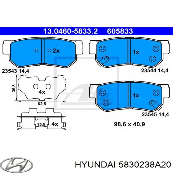 5830238A20 Hyundai/Kia pastillas de freno traseras