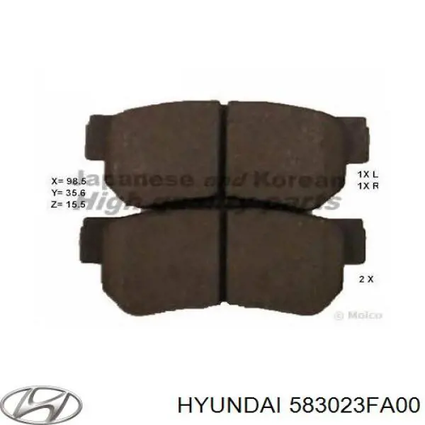 583023FA00 Hyundai/Kia pastillas de freno traseras