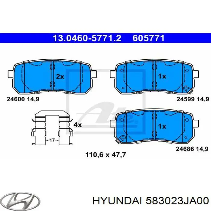 583023JA00 Hyundai/Kia pastillas de freno traseras