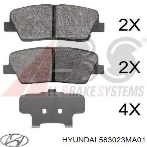 583023MA01 Hyundai/Kia pastillas de freno traseras