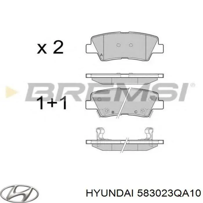 Pastillas de freno traseras 583023QA10 Hyundai/Kia