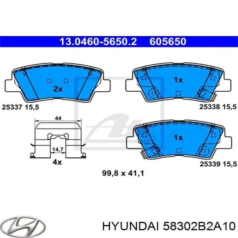 Pastillas traseras Hyundai/Kia 58302B2A10