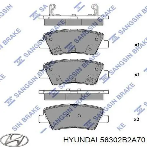 Pastillas de freno traseras 58302B2A70 Hyundai/Kia