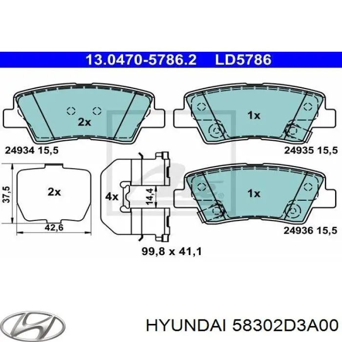 Comprar 58302D3A00 Hyundai/Kia Pastillas de freno traseras