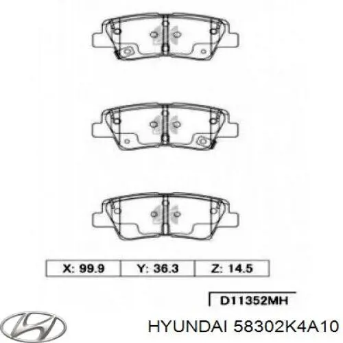 58302K4A10 Hyundai/Kia Pastillas freno traseras