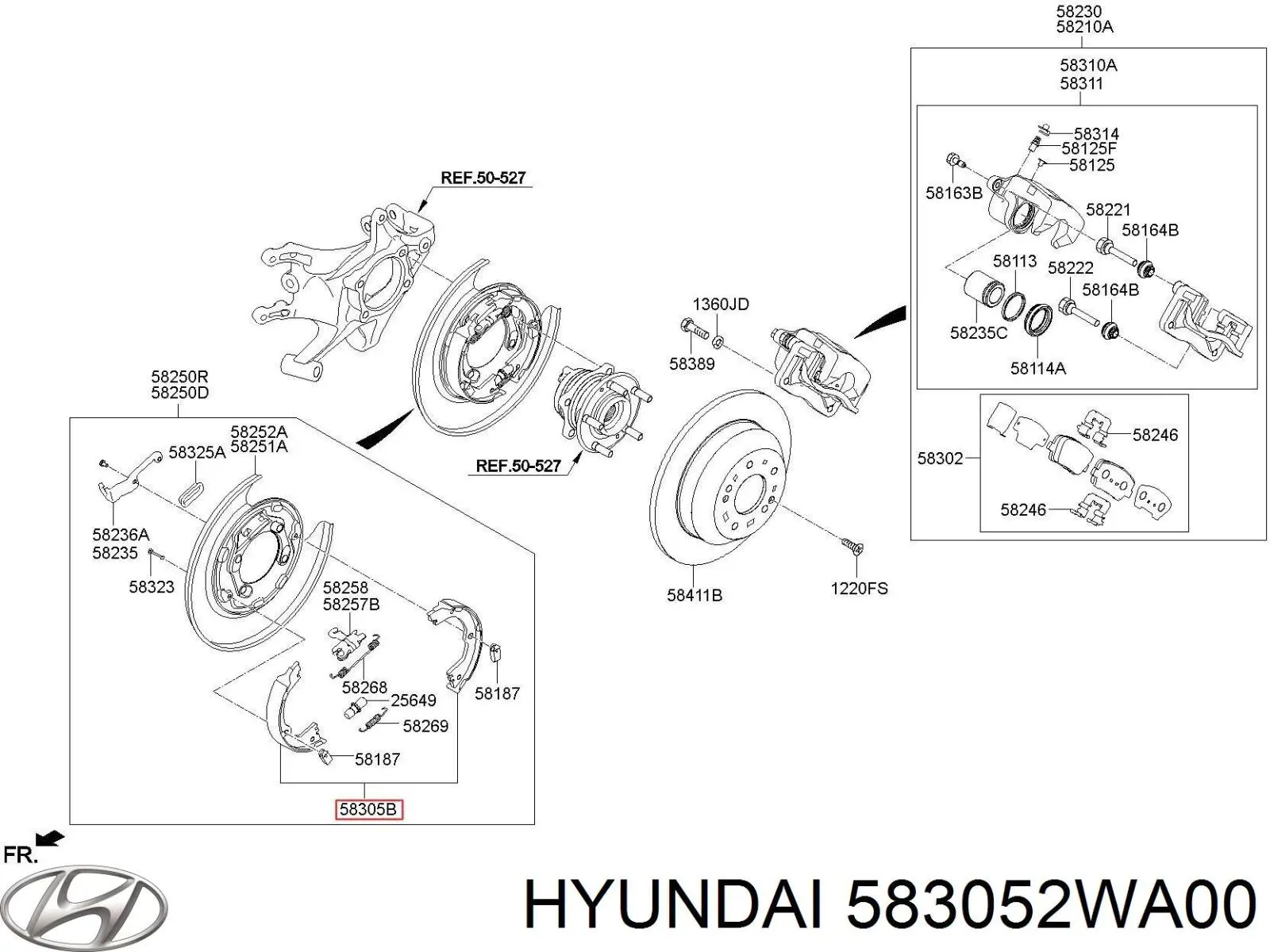 583052WA00 Hyundai/Kia Zapatas de freno de estacionamiento