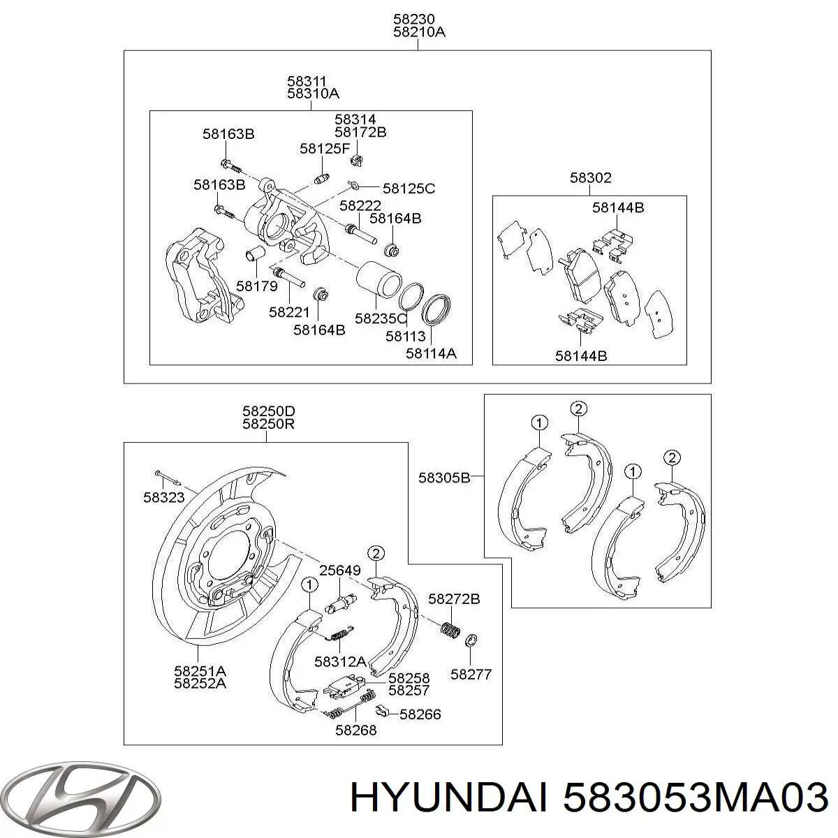 583053MA03 Hyundai/Kia juego de zapatas de frenos, freno de estacionamiento