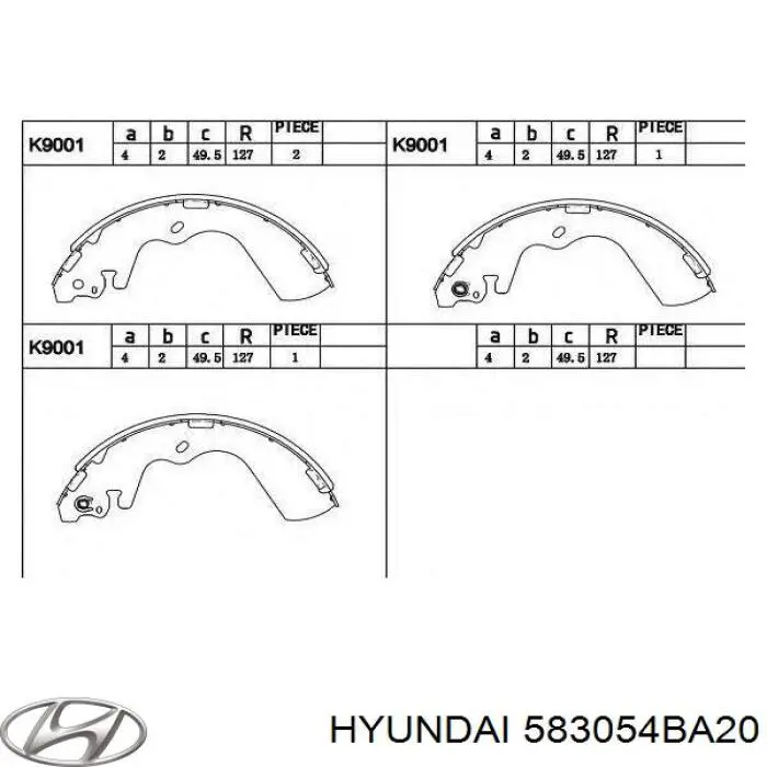 583054BA20 Hyundai/Kia zapatas de frenos de tambor traseras