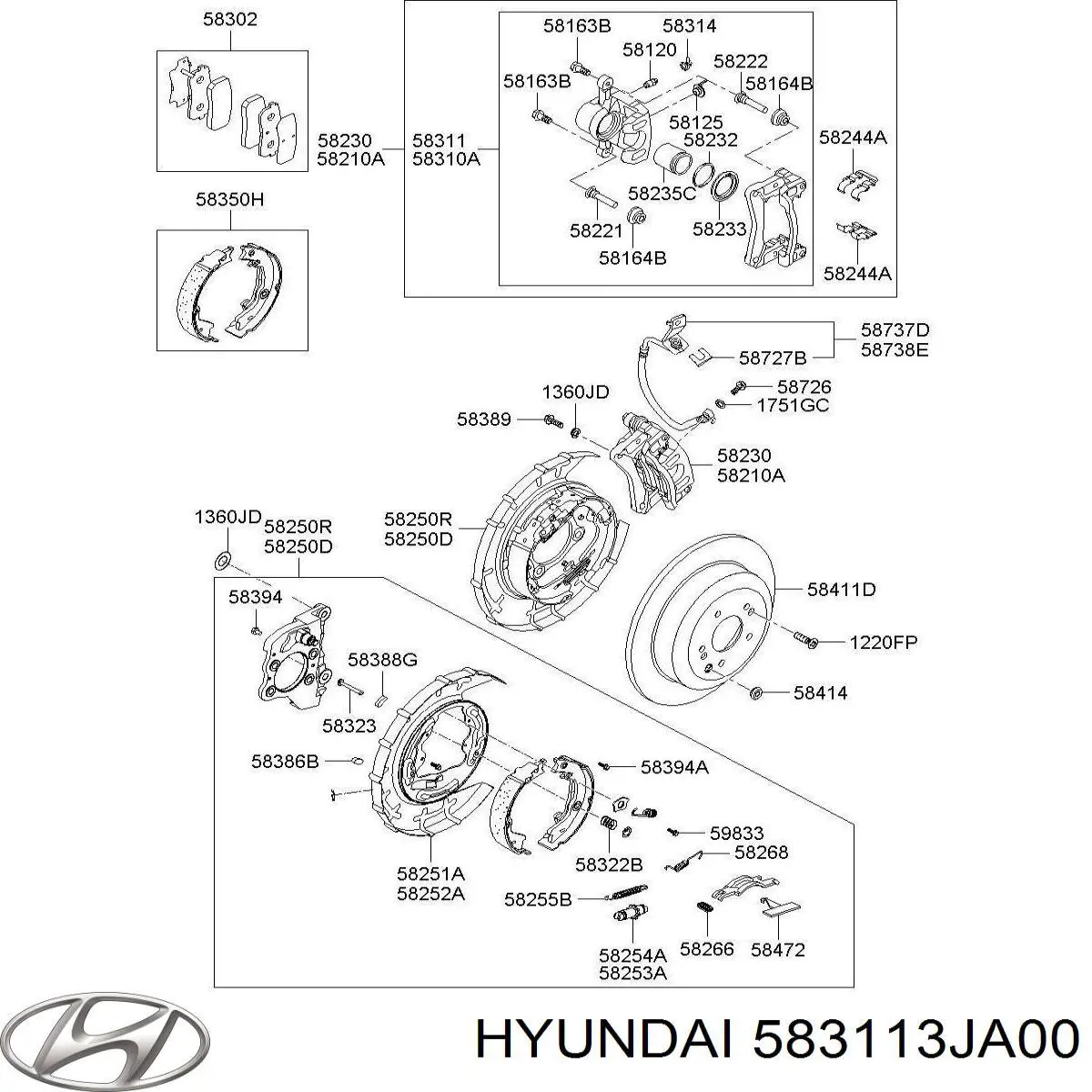 Pinza de freno trasero derecho para Hyundai Veracruz 