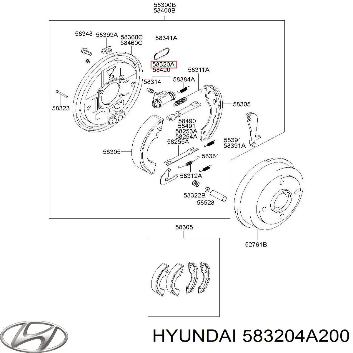 583204A200 Hyundai/Kia cilindro de freno de rueda trasero