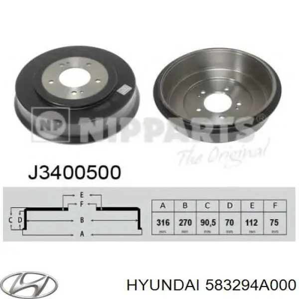 583294A000 Hyundai/Kia freno de tambor trasero