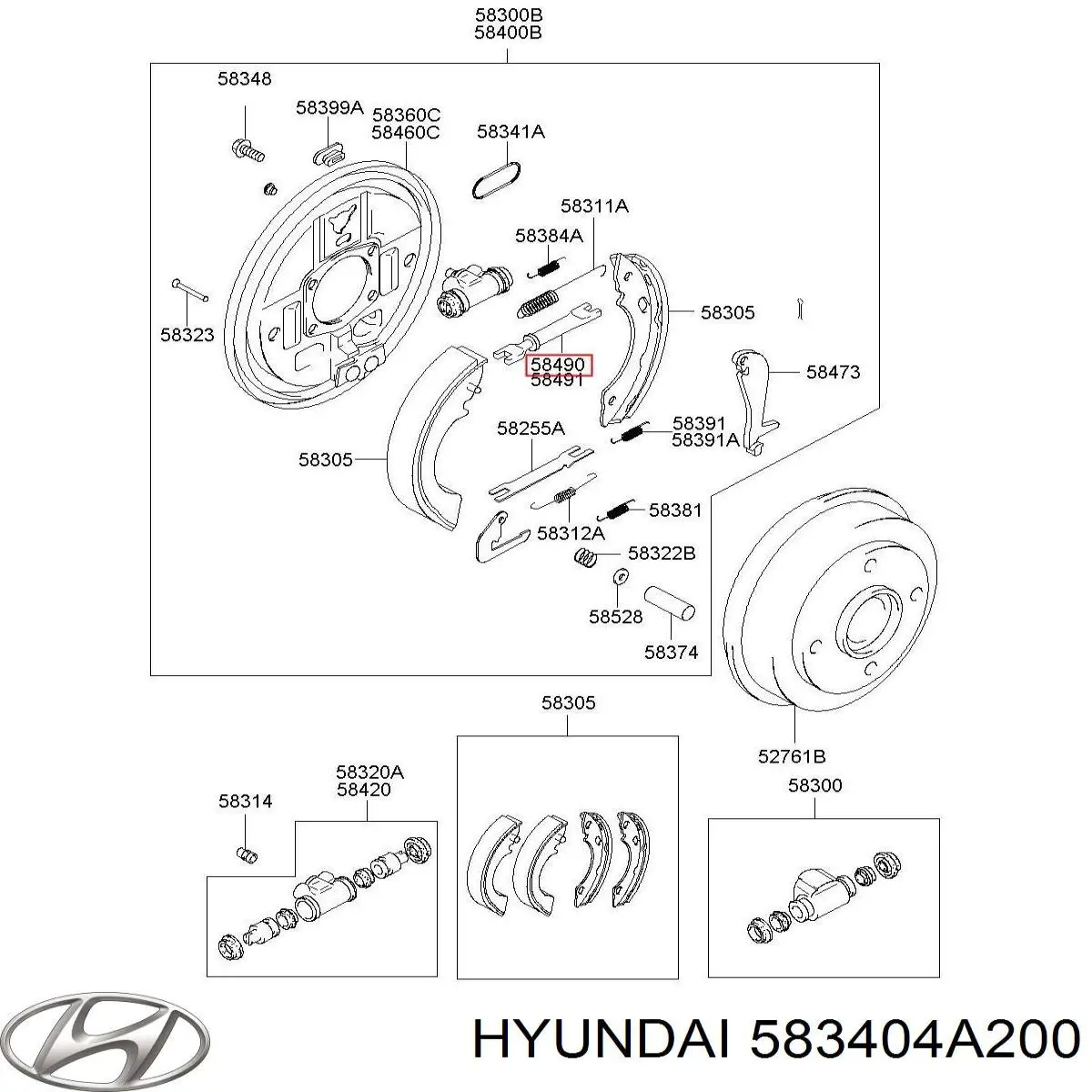 583504A210 Hyundai/Kia regulador, freno de tambor trasero
