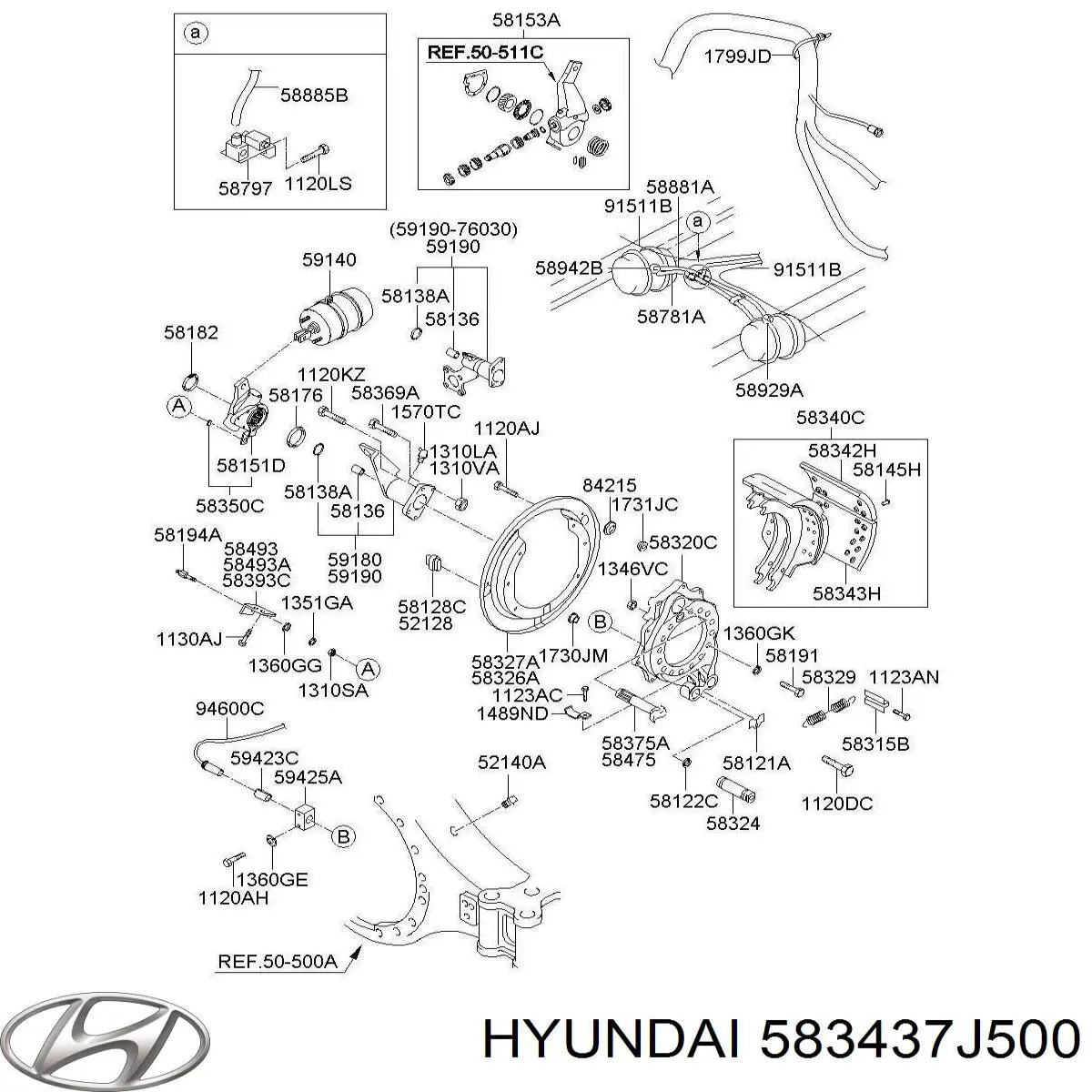 583437J500 Hyundai/Kia forron del freno trasero (camion)