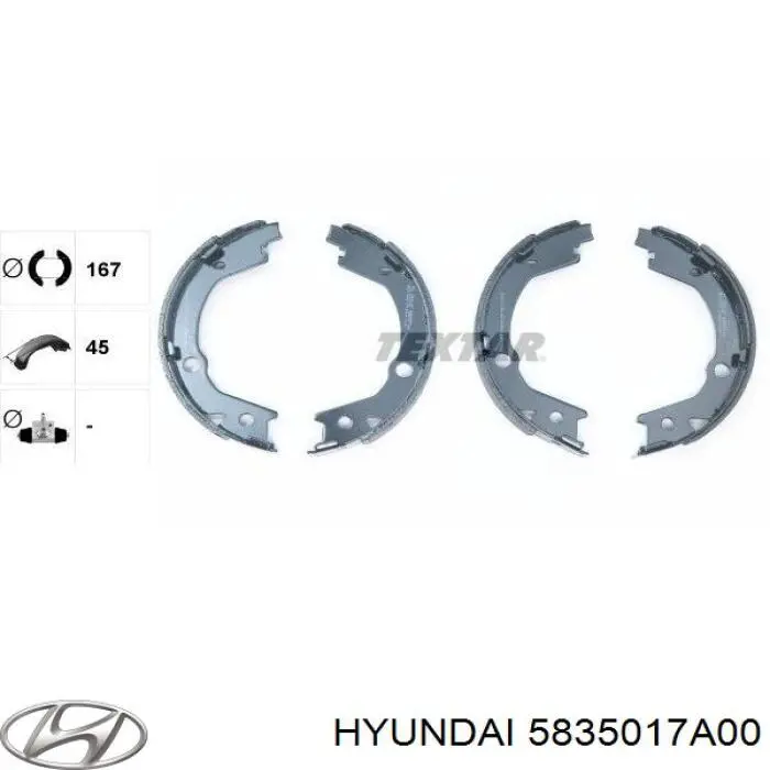 Zapatas de freno de mano Hyundai/Kia 5835017A00 precio, desde 29,23 EUR