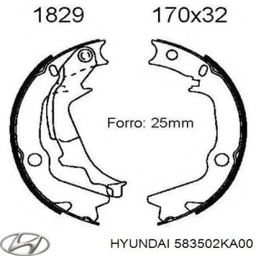 583502KA00 Hyundai/Kia Zapatas de freno de tambor traseras