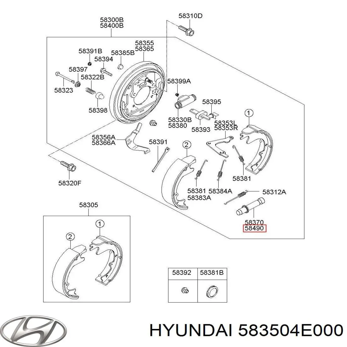 583504E000 Hyundai/Kia zapatas de frenos de tambor traseras