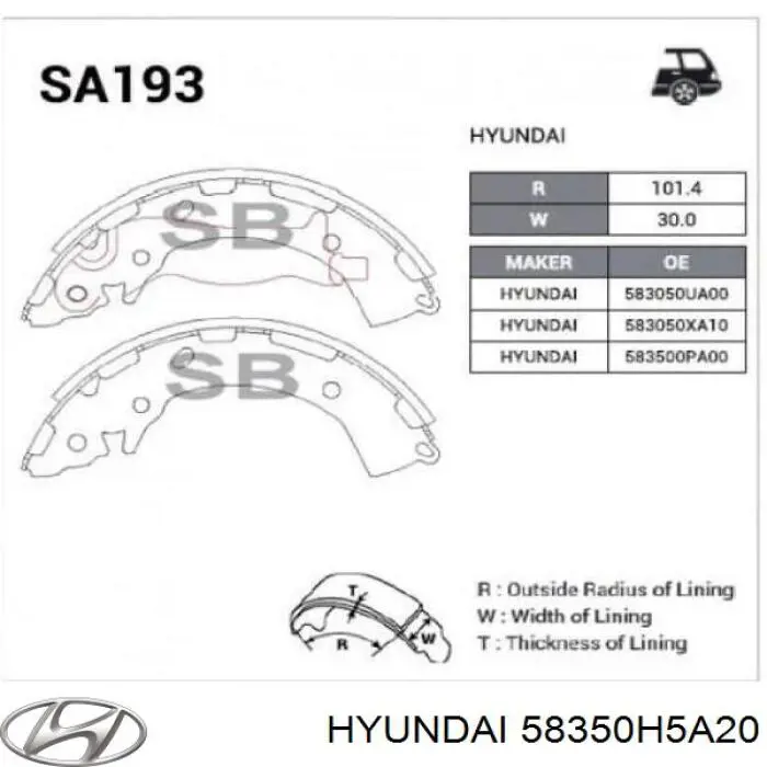 58350H5A20 Hyundai/Kia zapatas de frenos de tambor traseras