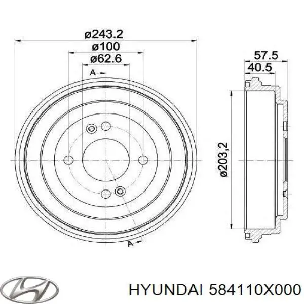 Tambor de freno trasero Hyundai/Kia 584110X000 precio, desde 35,77 EUR