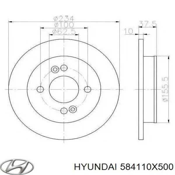 Disco de freno trasero 584110X500 Hyundai/Kia