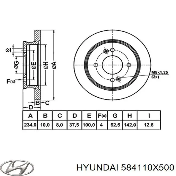 Comprar 584110X500 Hyundai/Kia Disco de freno trasero