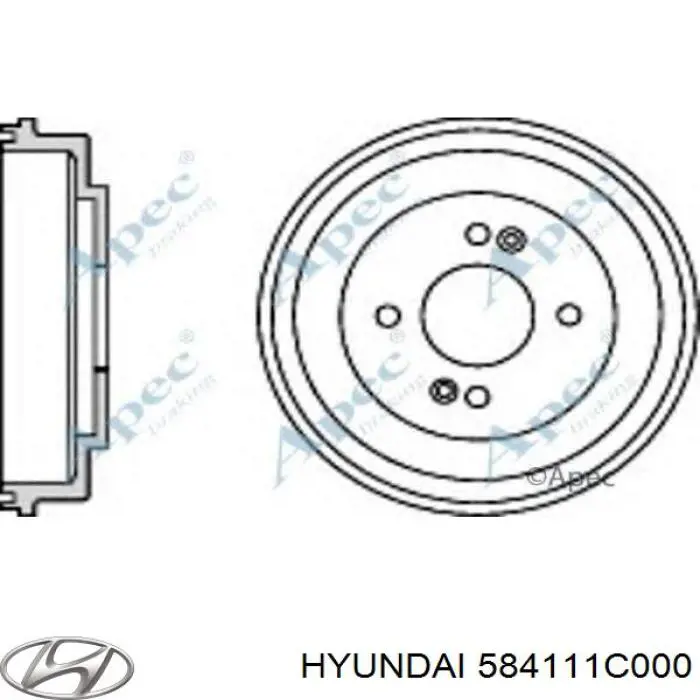 Tambor de freno trasero Hyundai/Kia 584111C000 precio, desde 38,13 EUR