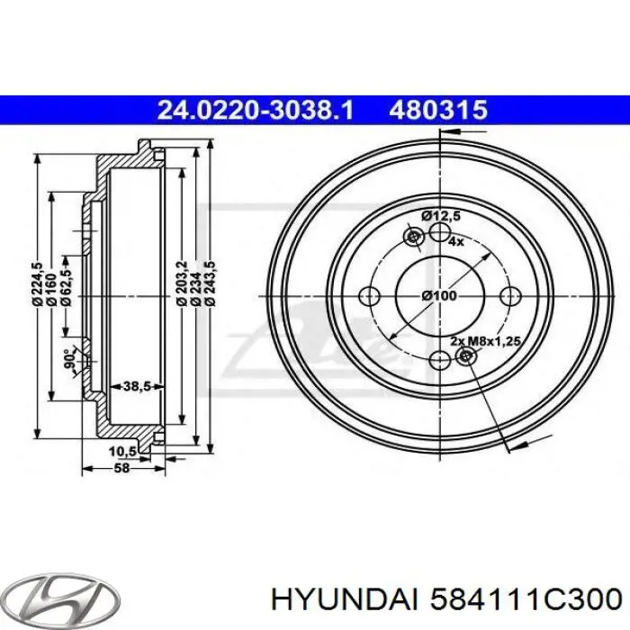 Tambor de freno trasero Hyundai/Kia 584111C300 precio, desde 43,76 EUR