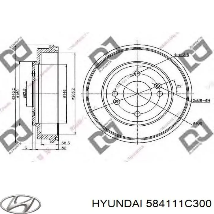 584111C300 Hyundai/Kia freno de tambor trasero