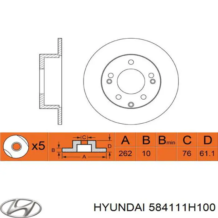 Frenos traseros Hyundai/Kia 584111H100