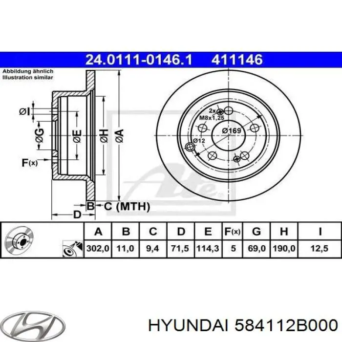 Frenos traseros Hyundai/Kia 584112B000