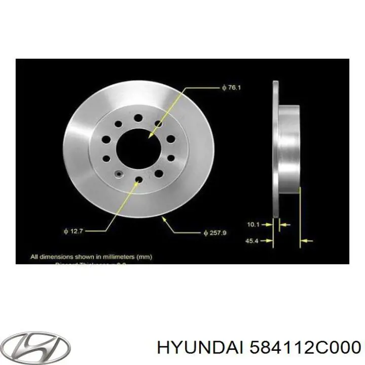 584112C000 Hyundai/Kia disco de freno trasero