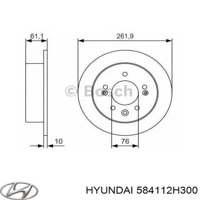 Disco de freno trasero 584112H300 Hyundai/Kia