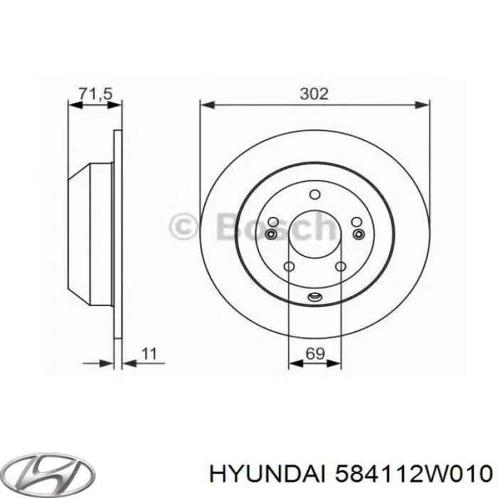 584112W010 Hyundai/Kia disco de freno trasero