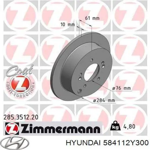Frenos traseros Hyundai/Kia 584112Y300