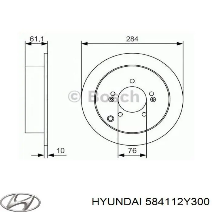 Comprar 584112Y300 Hyundai/Kia Disco de freno trasero