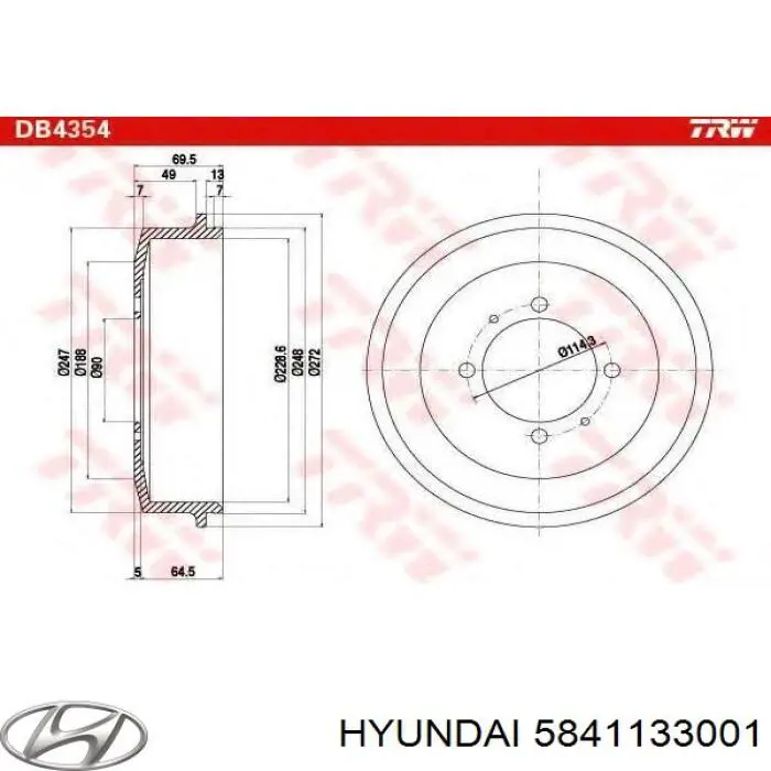 5841133001 Hyundai/Kia freno de tambor trasero