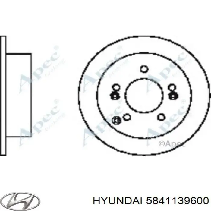 Disco de freno trasero 5841139600 Hyundai/Kia