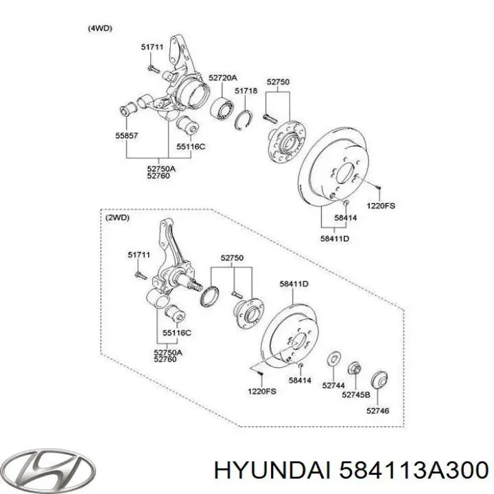 Comprar 584113A300 Hyundai/Kia Disco de freno trasero