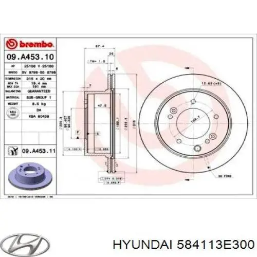 584113E300 Hyundai/Kia Freno de disco trasero