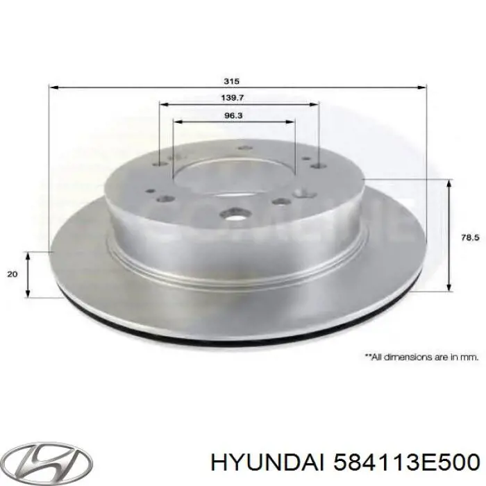 Disco de freno trasero Hyundai/Kia 584113E500 precio, desde 65,59 EUR