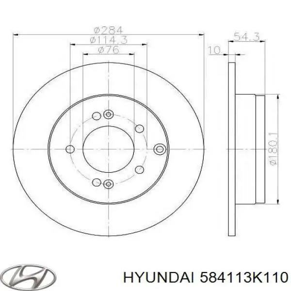 584113K110 Hyundai/Kia disco de freno trasero